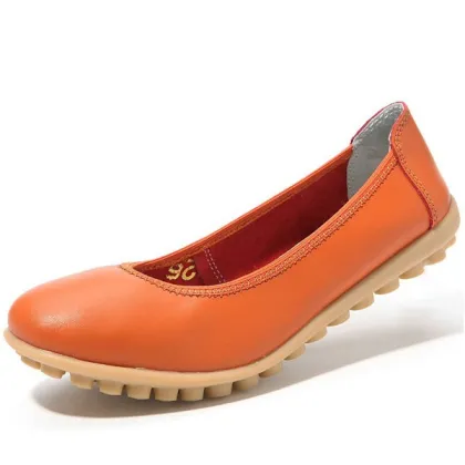 Genuine leather women shoes wholesale lady flat shoes casual and comfortable shoes