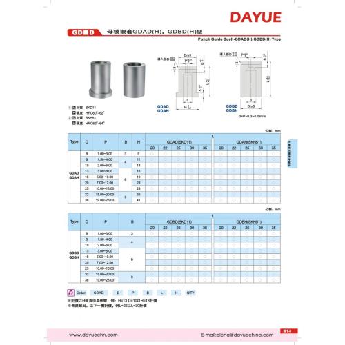 供給パンチガイドブッシュDIN 9845タイプC