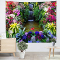 Colorful Flower Wall Tapestry Floral Nature Creek Tapestry Wall Hanging for Livingroom Bedroom Dorm Home Decor