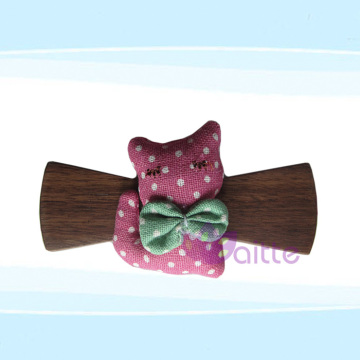 Handmade Carton cat wooden bow tie for Children