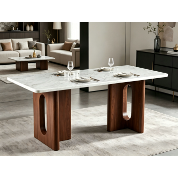 Modern Rectangular Dining Table with Marble Top
