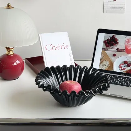 Modern Wave Black French Fruit Bowl Decorative Plate