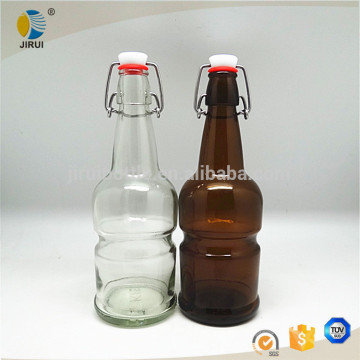 new style amber beer glass bottle wigh hinged cap