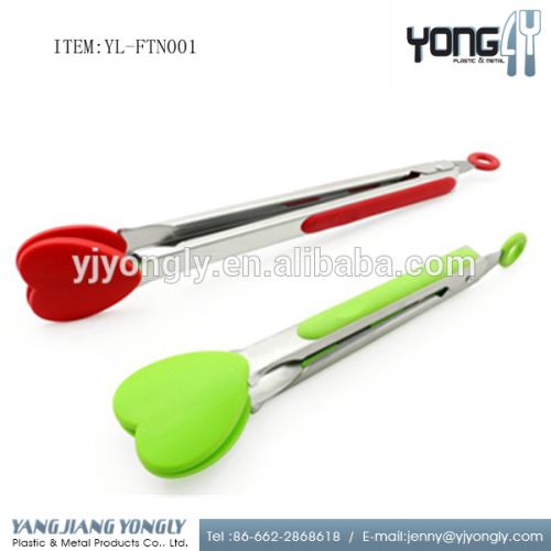 stainless steel handle with Silicone Tips for Extra Grip silicone food tong