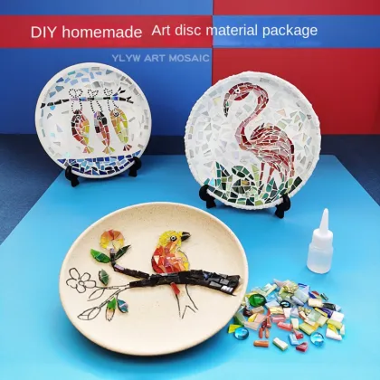 Handmade DIY Wood Mosaic Plate - Educational Decoration Toy & Group Building Gift