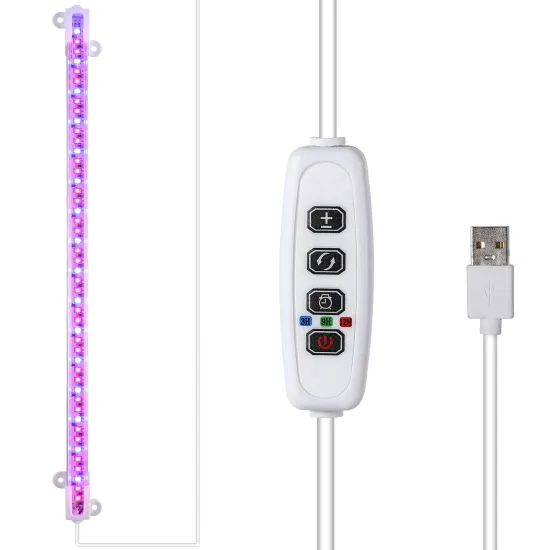 10W Full Spectrum LED Plant Grow Light with Timer and 10 Dimmable Options - Red and Blue Light LED Grow Light Strips