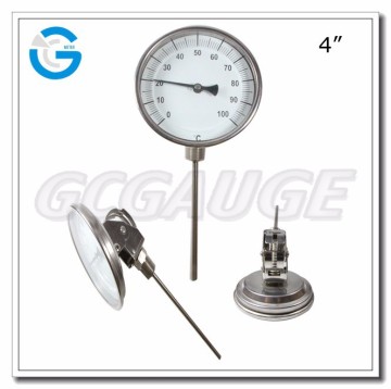 High quality 4inch 100mm stainless steel wika adjustable bimetal thermometer