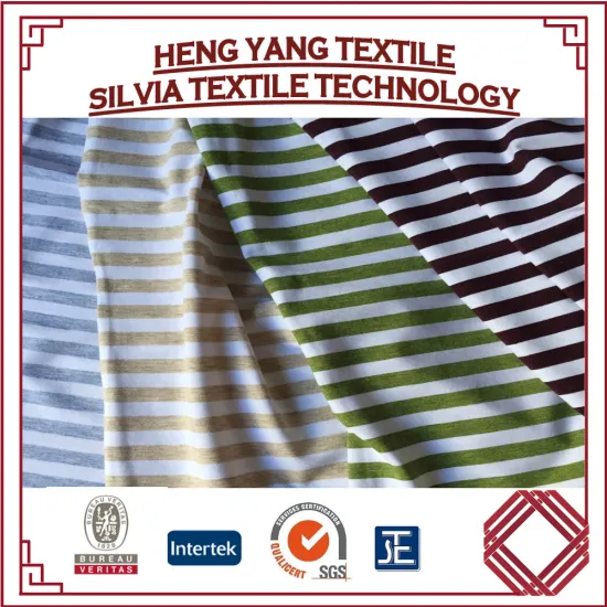 Navy Blue and White Stripe Fabric for T-shirt