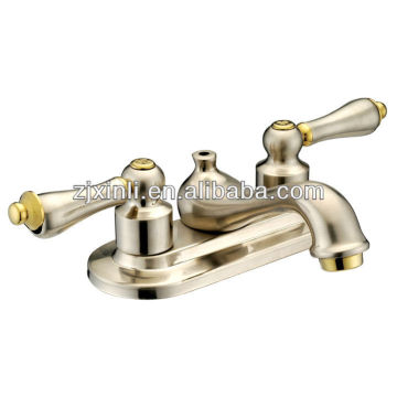 High Quality Dual Handle Brass Basin Faucet, Polish and Gold Color