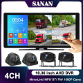 10.36 inch 4 channel vehicle monitor system support 2.5D touch/MP5/Bluetooth/FM/mobile phone interconnection/voice control