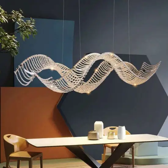 Modern Double Wave Ceiling Chandelier for Luxurious Living Rooms and Stairways