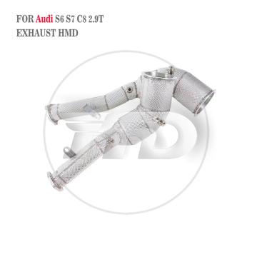 HMD High Performance Catalyzed Downpipe For AUDI S6 S7 C8 2020-2021 2.9T With Catalytic Cat Flexible EXhaust Pipes