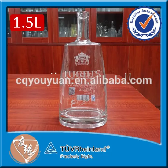 vosp brandy alcohol high flint glass cork top chinese liquor bottles 1.5 L