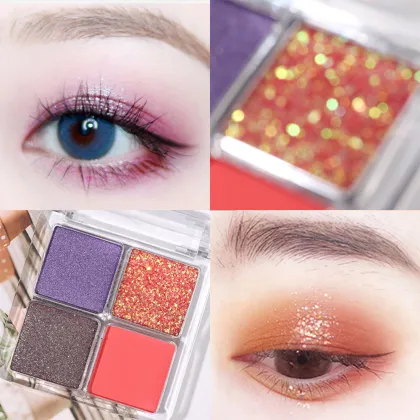 4 color eye shadow, matte eye shadow, pearl eye shadow, diamond eye shadow, sequins.