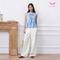 Pantaloni drappeggiati a vita alta con tasche utili