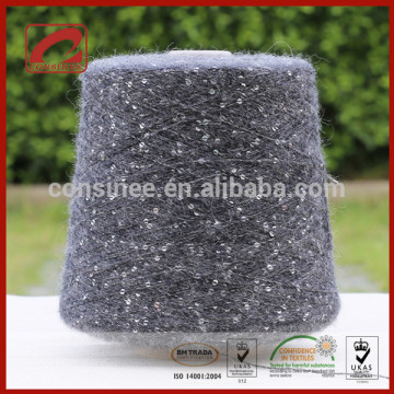 MOQ 1kg Sequin Knitting Yarn,superfine alpaca wool yarn with sequins