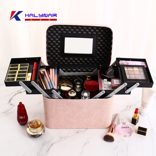 Women Bags Double Layer Makeup Bags with Mirror