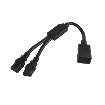 IEC 320 C20 to Double IEC320 C13 2-Way PDU Power Cord Splitter