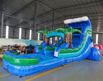 Popular Pvc Tarpaulin Customize 18 ft blow up palm tree inflatable water slides pool for adult kids