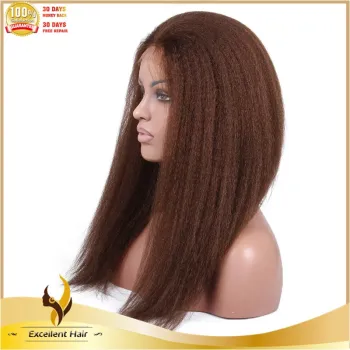 Color 4# 18 inch vrigin brazilian hair Italian yaki style cheap lace front wig with baby hair