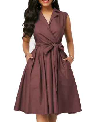 Sleeveless strap A-line dress women's waist tight skirt