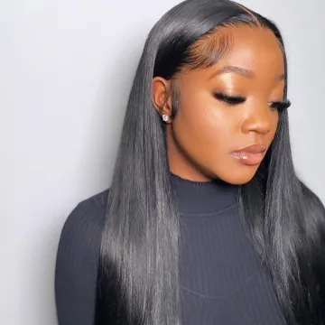 Wholesale Long Hair Silky Straight 26inch Lace Front Wig With Preplucked Virgin Cuticle Aligned Hair Human Hair Wigs
