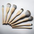 8-9 PCs Brush de maquiagem de madeira natural Conjunto