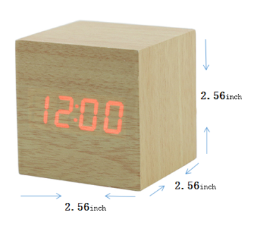 One-Command Line Digital Cube Wooden Alarm Clock for Various Indoor/Outdoor Use