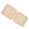 Greaseproof Disposable Microwave Biodegradable Sugarcane Bagasse Pulp Food Container Clamshell Takeaway 3 compartments