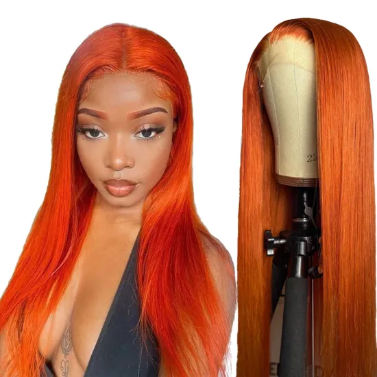 Brazilian Raw Virgin Hair colored Ginger Lace Front Wig Pre plucked Ginger Orange Hd Lace Human Hair Wigs with Baby Hair