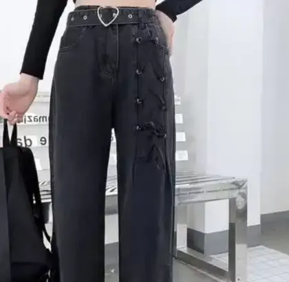 High waisted straight leg loose pants