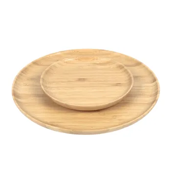 Green Cuisine: Sustainable Bamboo Plate Ensemble - An Eco-Friendly Bamboo Dinner Plate Kit and Natural Bamboo Serving Plate Collection