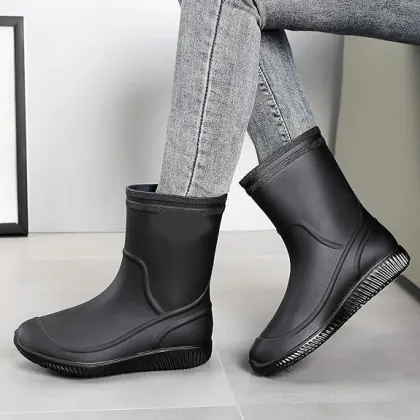 Mid-Calf Waterproof Rubber Boots: Mens & Womens Non-Slip Garden Boots