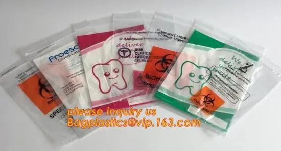custom zipper bag biohazard ziplock bags, Biohazard specimen zipper bag, LDPE FDA biohazard zipper bag