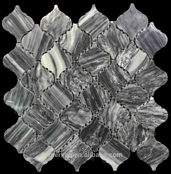 ST04 Carrara Black Lantern Glim Scaldfish Marble Natural Stone Mosaic