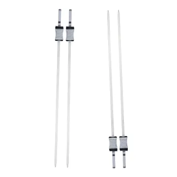 Long Flat Kebab Skewers with Push Bar: Stainless Steel Camping Skewer Sticks