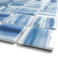 Blue Glass Mosaic Peel Stick Backsplash Art Tiles