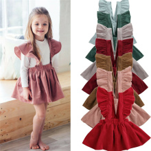 Summer New Toddler Baby Kids Girl Strap Skirt Suspender Casual Outfit Clothes Mini Skirt 1-6T Corduroy 7 Color Harness Skirt