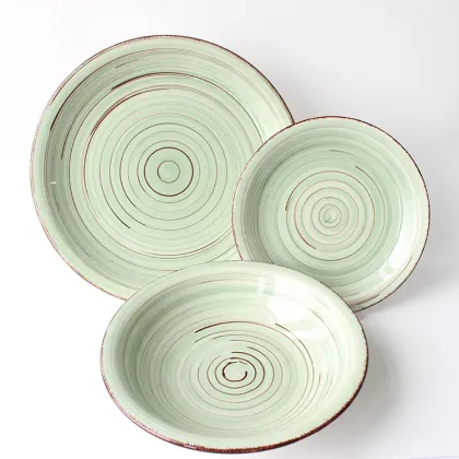 Living Art 12PCS Handmade Stoneware Dinnerware Sets