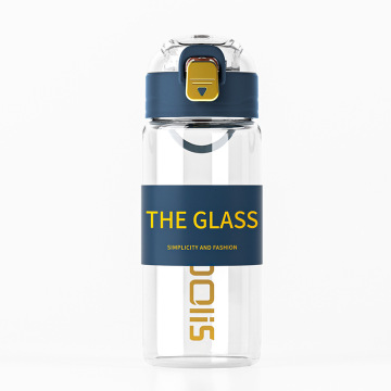 400ml Cartoon printed glass water bottle silicone cover