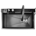 Smart Modern Kitchen Sink: Digital Waterfall Faucet & Multifunctionality