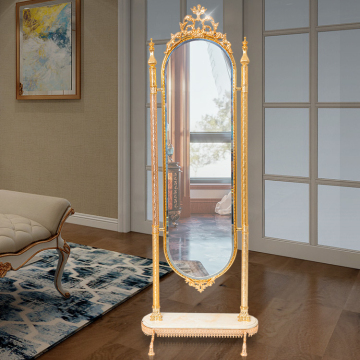 Luxury Golden Full-Length Marble Decorative Floor Mirror