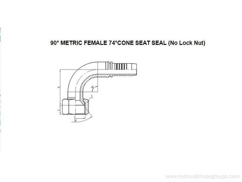 90° Metric Female 74° Cone Seal 20791-T