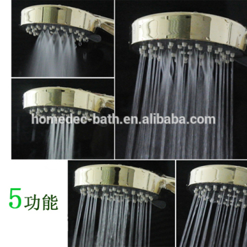Fashion 5-setting ABS Plastic Bathroom Gold Plating Hand Shower Handheld shower