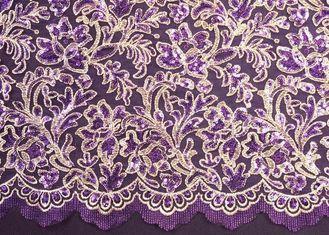 Multi-colors Embroidery Beaded Lace Fabric With Nylon + Pol