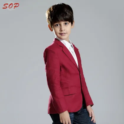 Children clothing formal kids outfit linen blazer boys jacket for autumn winter or all year around