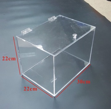 clear acrylic rectangle storage box, acrylic candy bin with flip cover for retail, store, supermarket