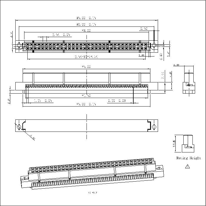 DID-64-S0AB-2R DIN41612 Vertcal Female Type IDC Connector 64 Position