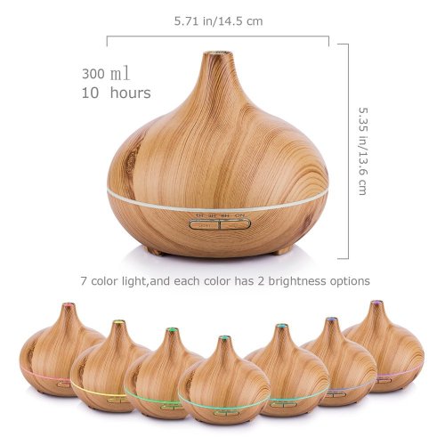 LED Lights Wood Glass Electric Oil Diffuser 400ml