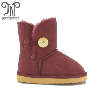 Kids children's burgundy leather boots shoes